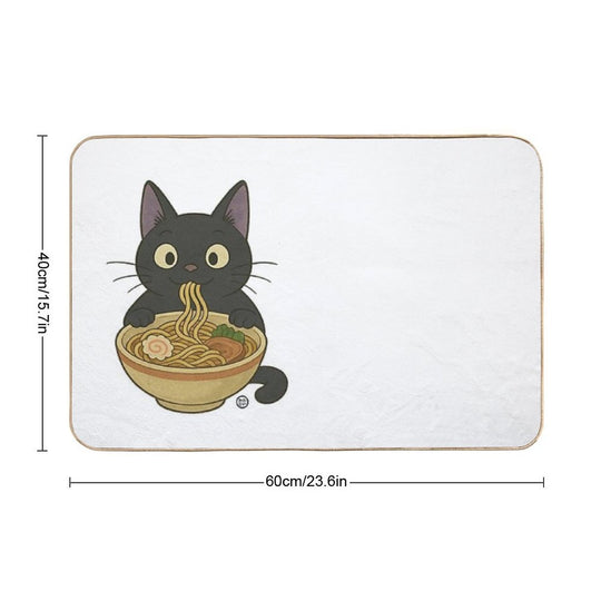 Black Cat Eating Ramen - Noodle Cat Japanese Kawaii Ramen Neko  Fade-Resistant Bath Mat
