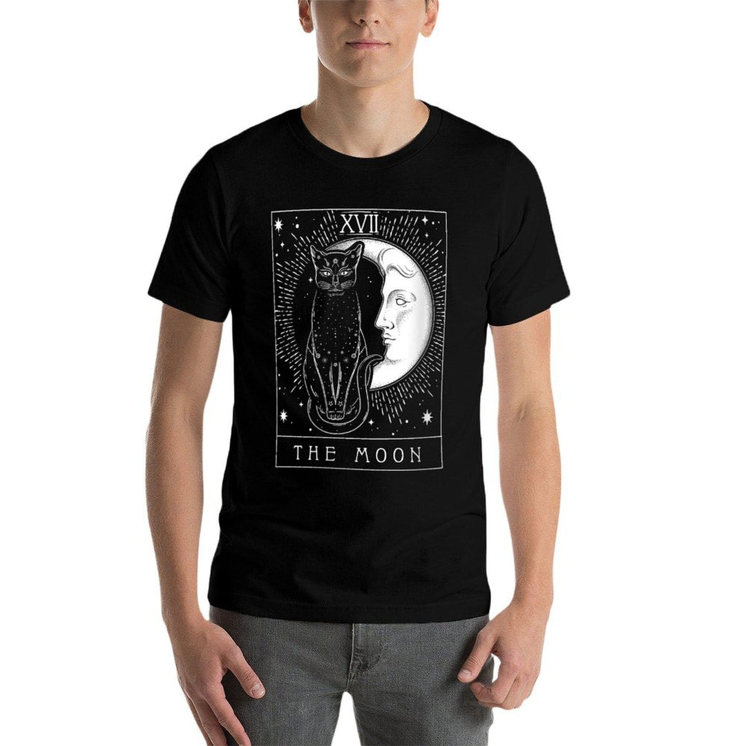 Womens Tarot Card Crescent Moon And Cat Graphic  Easy-care T-Shirt
