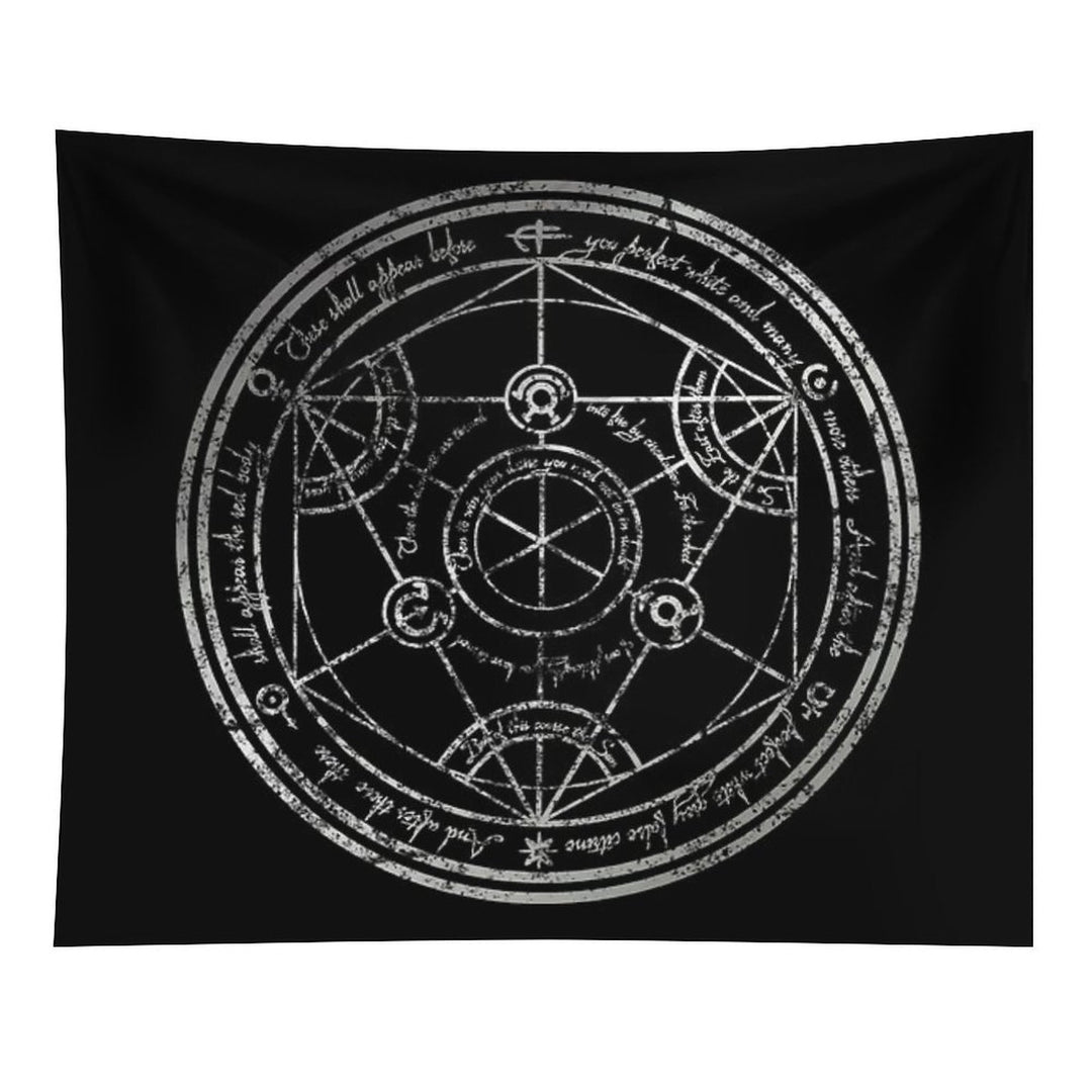 Human Transmutation Circle - Silver Grunge Tapestry