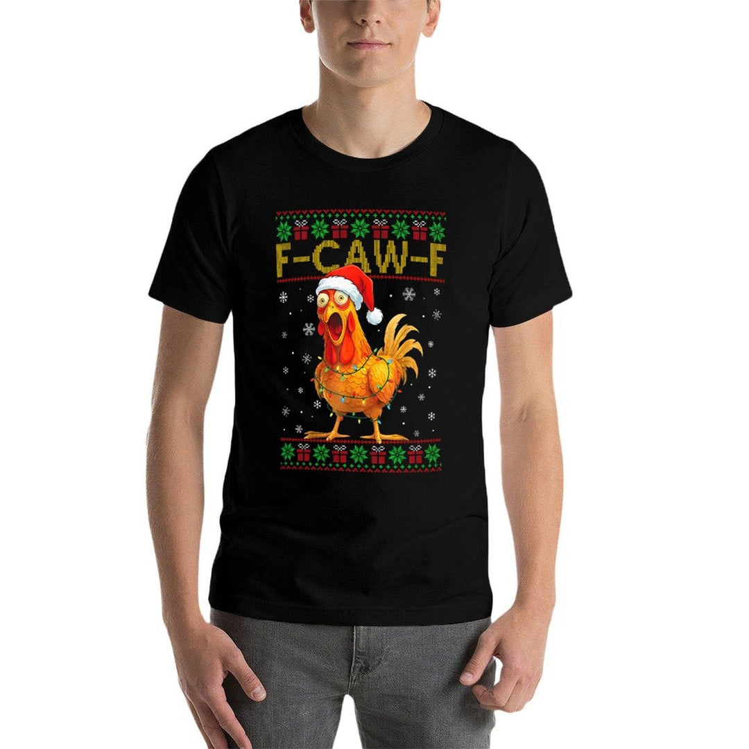 F-Caw-F Funny Chicken Humor Rooster Christmas Ugly Sweater Premium Tri-Blend Comfortable T-Shirt