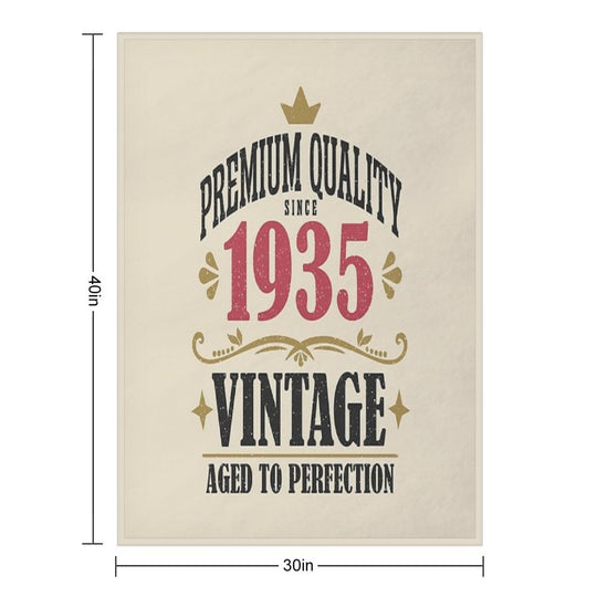 90th Birthday Vintage 90 Years Premium Quality Since 1935 Eco-conscious Throw Blanket