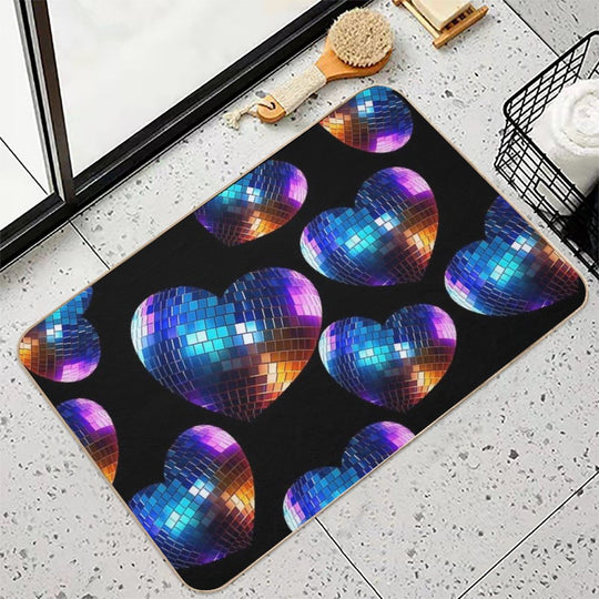 Mirror Disco Ball - Heart Shaped Disco Ball  Absorbent Bath Mat