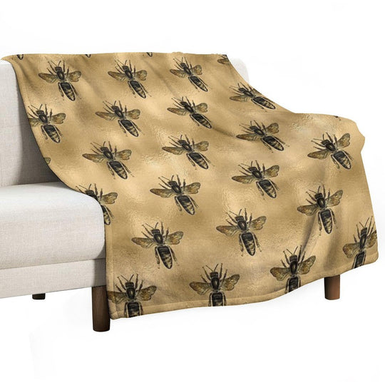 Black Bees Machine-washable Throw Blanket
