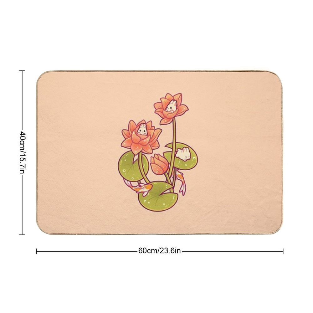 Lotus Bunnies  Slip-Resistant Bath Mat