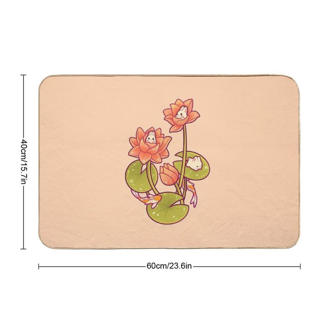Lotus Bunnies  Slip-Resistant Bath Mat