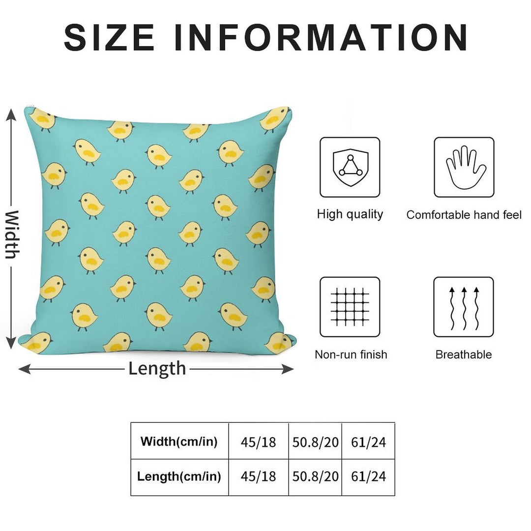 Busy Chicks Pattern - Yellow on Aqua Blue Soft Ultra-Soft Texture Throw Pillow