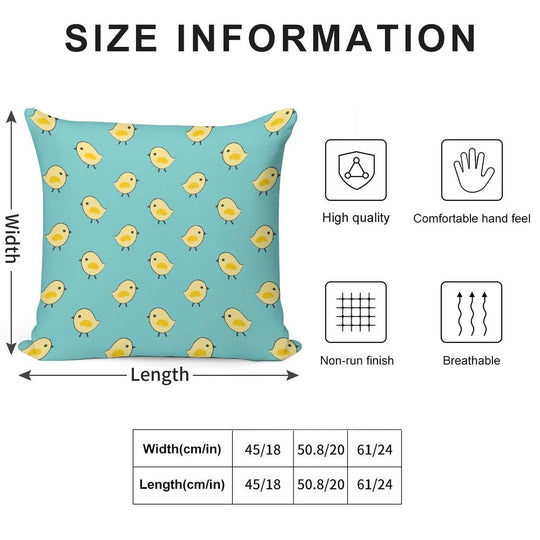 Busy Chicks Pattern - Yellow on Aqua Blue Soft Ultra-Soft Texture Throw Pillow