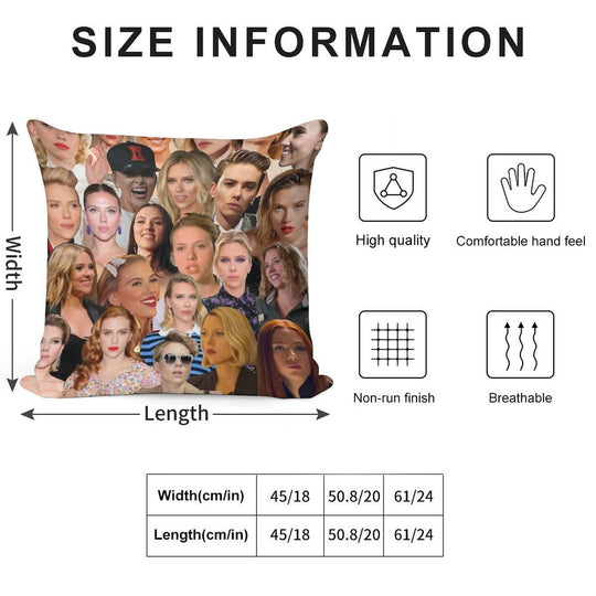 Scarlett Johansson Photo Collage Soft Luxury Feel Throw Pillow