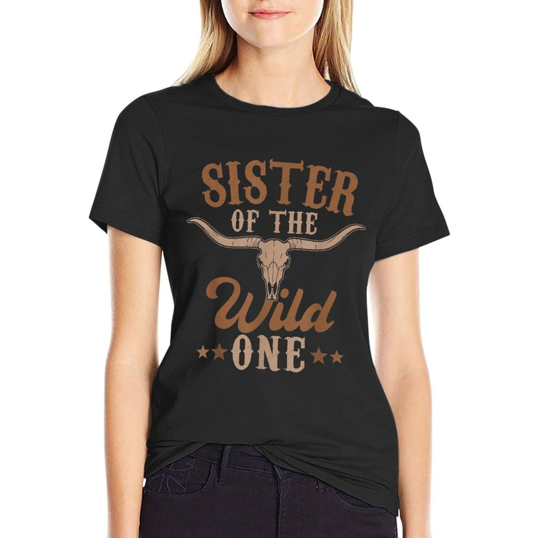 Sister Of The Wild One Cowboy Western Rodeo Party Matching  Heathered Texture T-Shirt