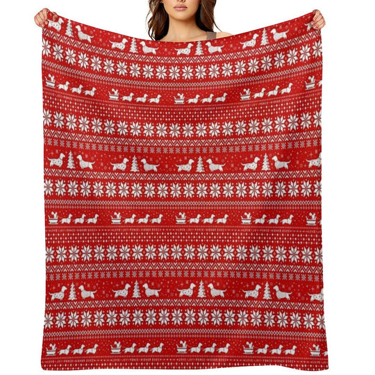 Dachshunds Christmas Sweater Pattern Comfort Throw Blanket