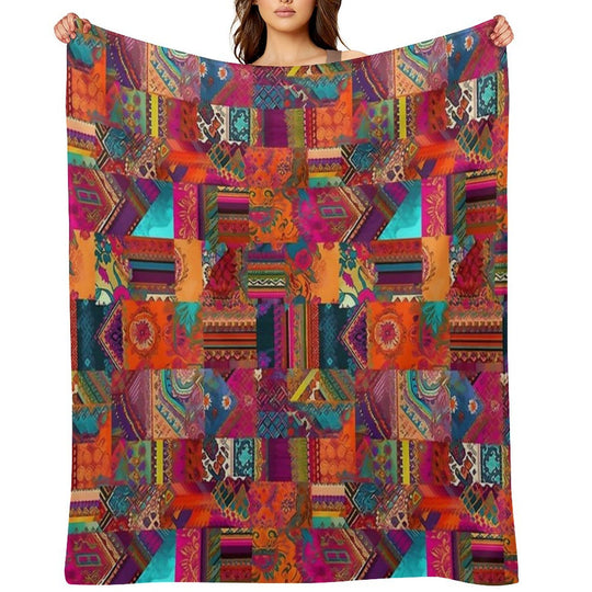 Bohemian Patchwork Style Versatility Throw Blanket