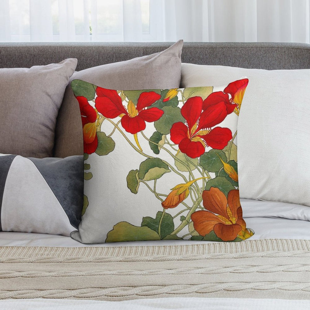 Nasturtium Flower Soft Ultra-Soft Texture Throw Pillow