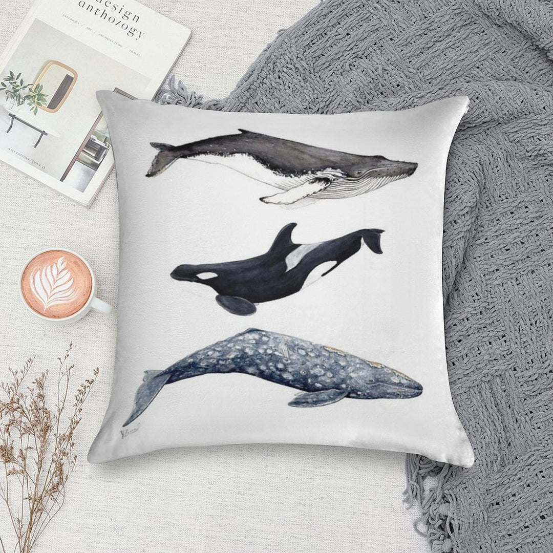 Orca, Humpback And Grey Whale Soft Home Decor Throw Pillow