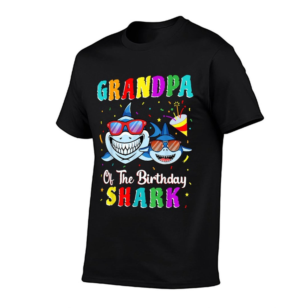 Grandpa Of The Shark Birthday Family Birthday Grandson  Wrinkle-resistant T-Shirt