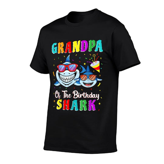 Grandpa Of The Shark Birthday Family Birthday Grandson  Wrinkle-resistant T-Shirt