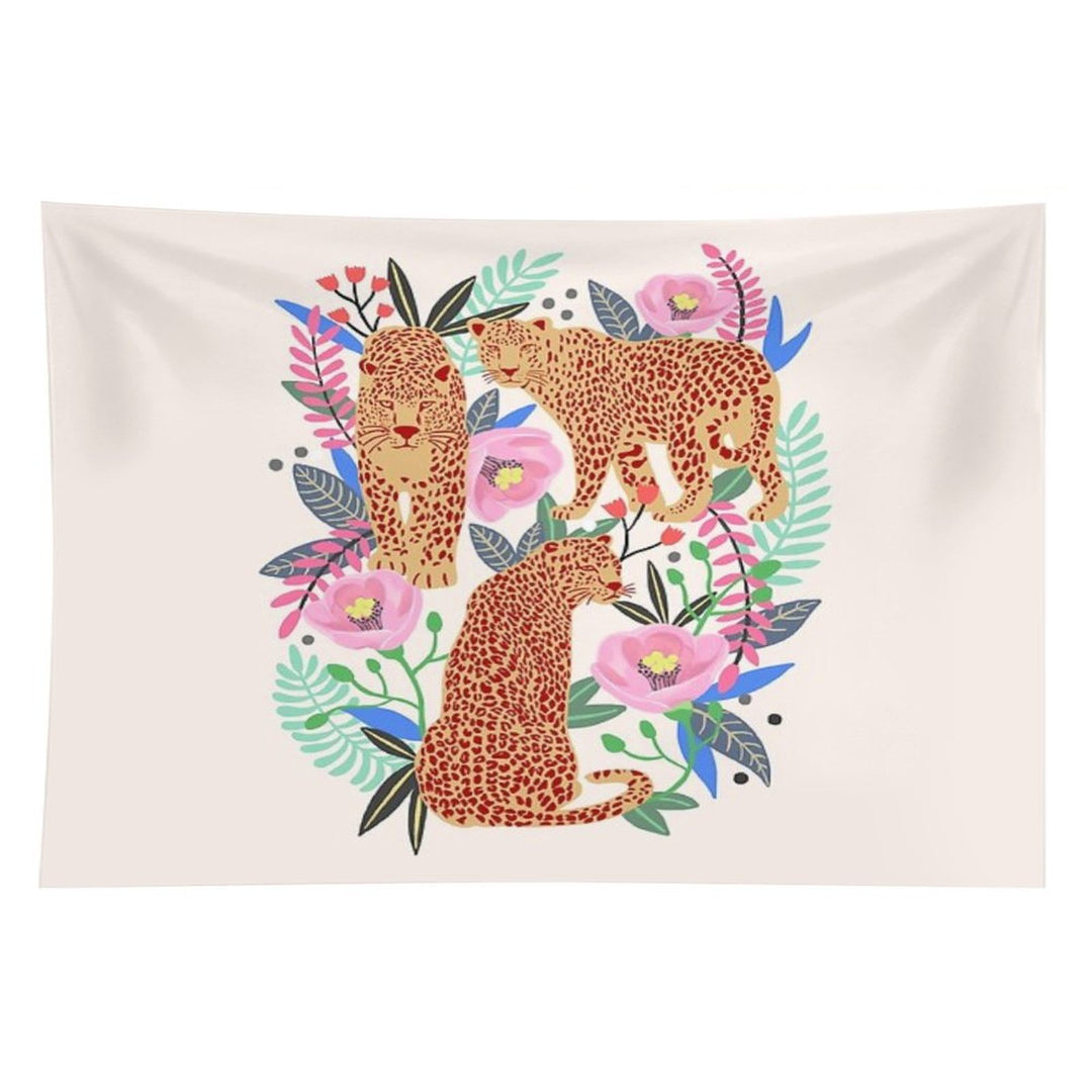Leopard Idea, Leopard Print, Animal Print, Flower Print Tapestry