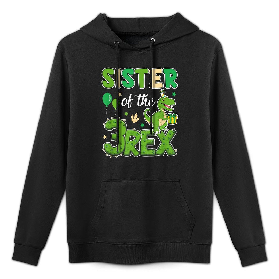 Sister Of The Three Rex Birthday Dinosaur Family Matching Customizable Surface Hoodie