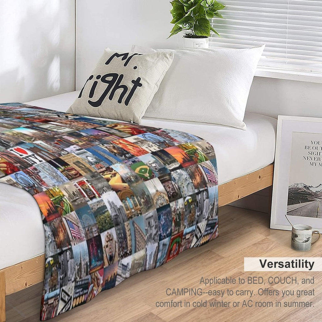 Typical New York - Collage of Images of The City And History Plush Throw Blanket