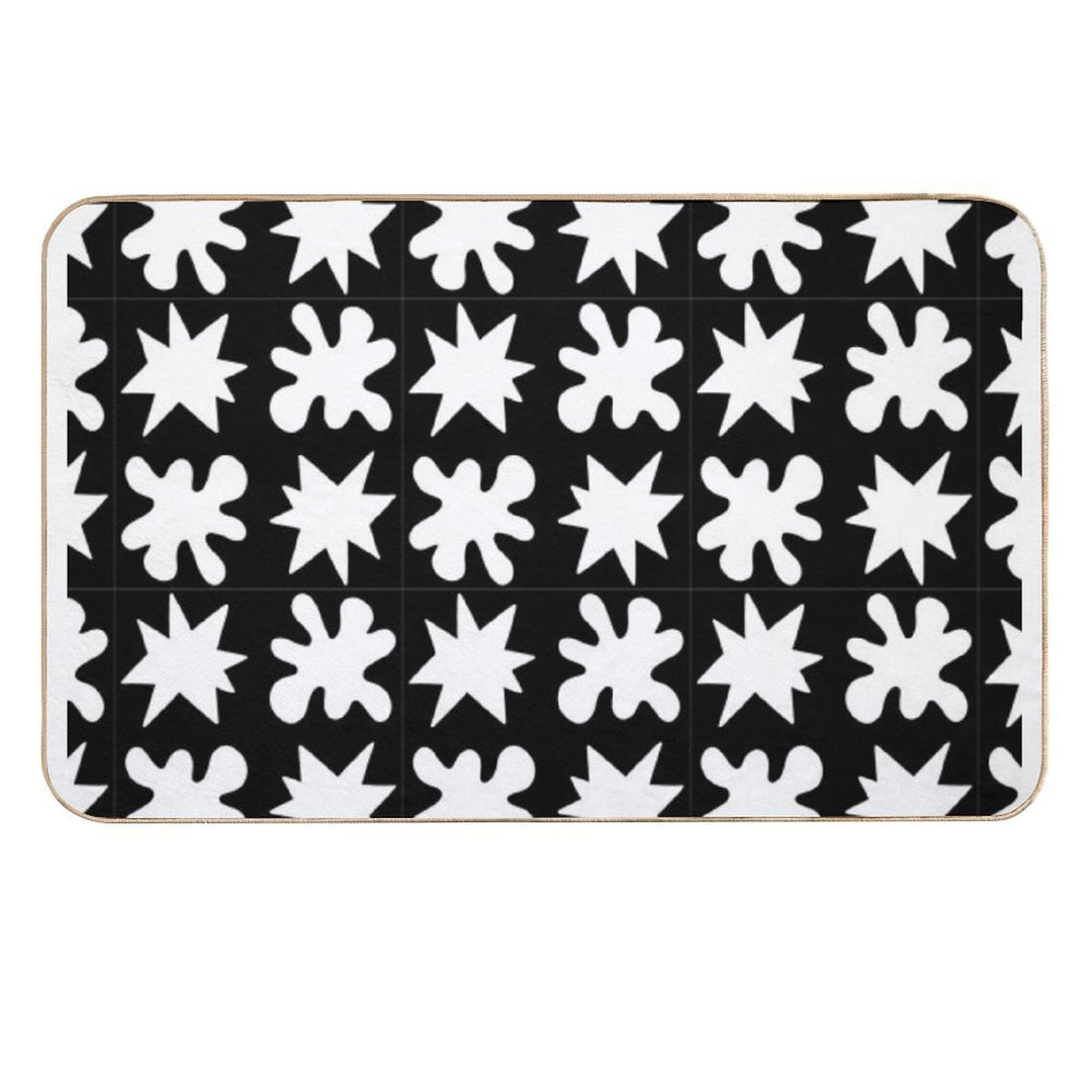 KikiBouba - White on Black  Easy Maintenance Bath Mat