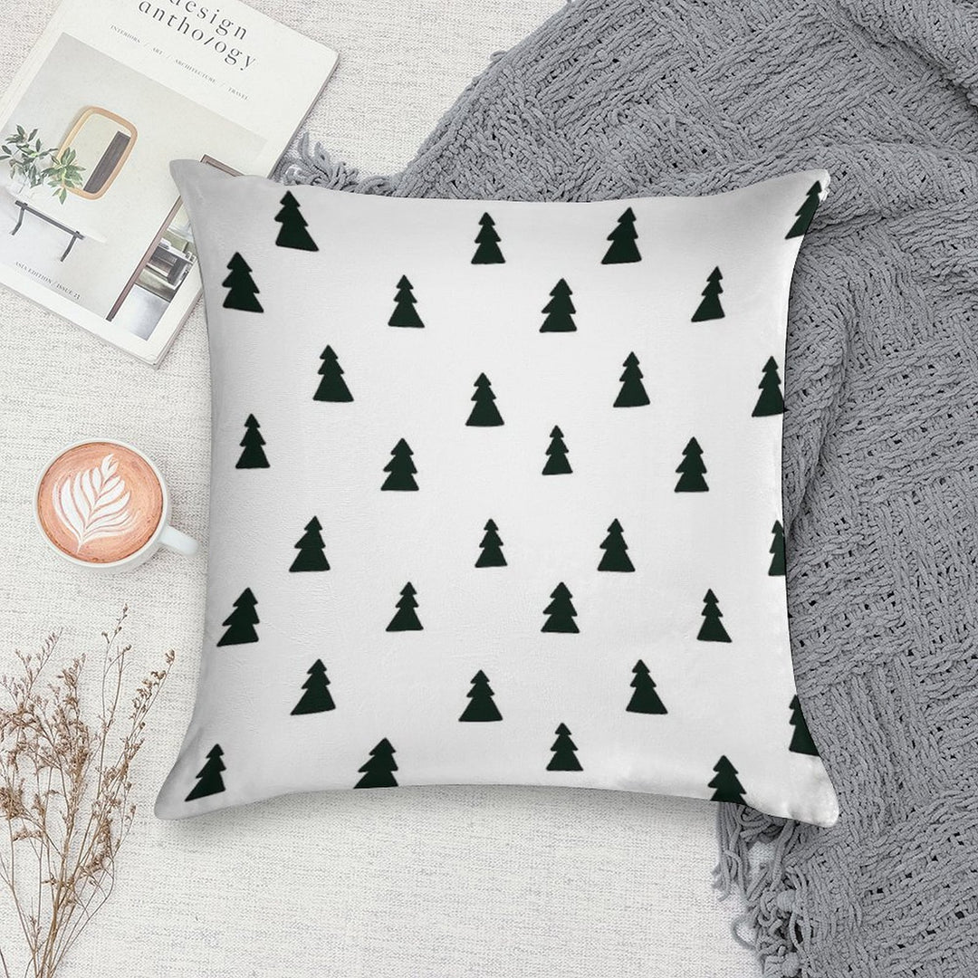 Black Modern Christmas Tree Pattern Soft Short Plush Fabric Throw Pillow