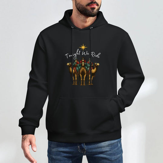 Tonight We Ride Christmas, 3 Wise Men, Christian Christmas Medium-Weight Fabric Hoodie