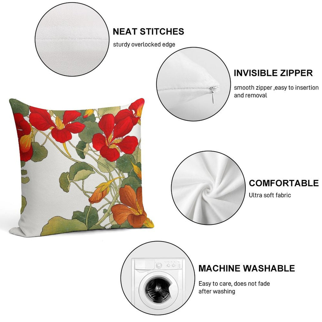 Nasturtium Flower Soft Ultra-Soft Texture Throw Pillow