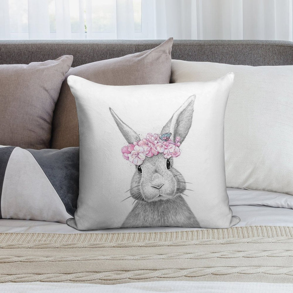 Spring Bunny Soft Decorative Cover Throw Pillow