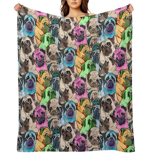 Color Pug Dog Durable Throw Blanket
