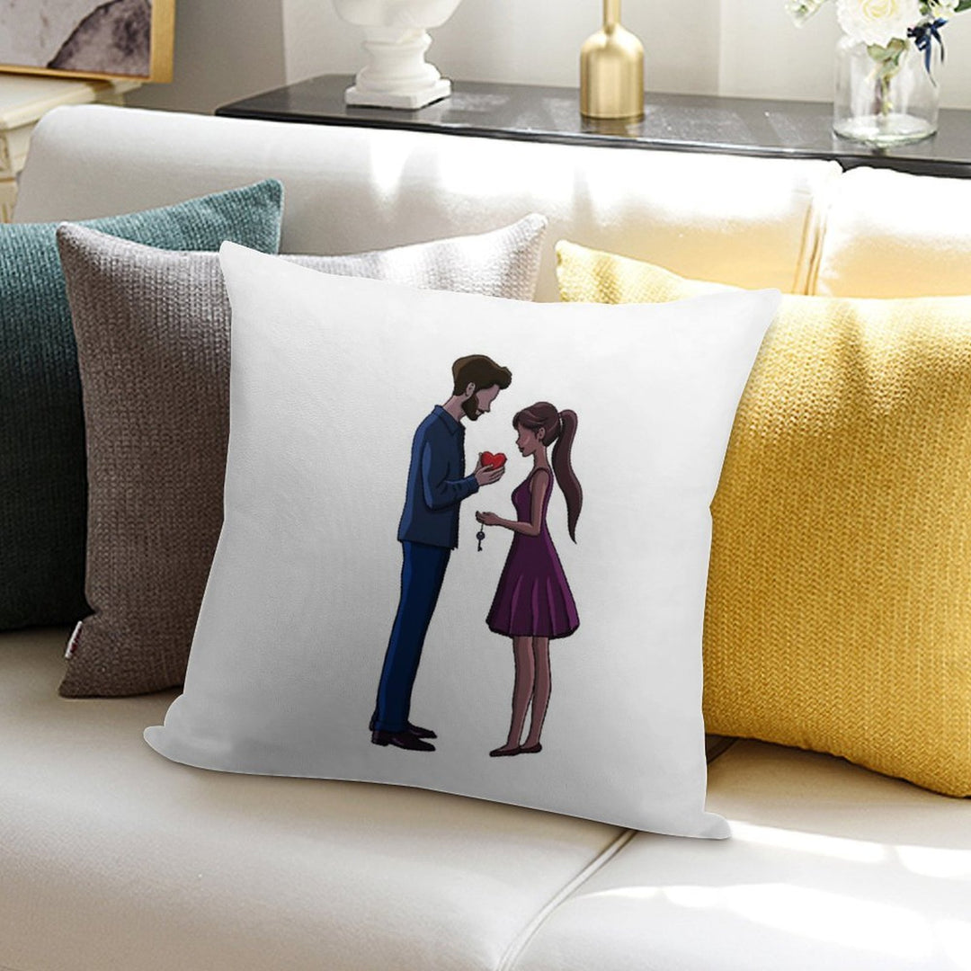 Man Gives His Heart to His Love Soft Luxury Feel Throw Pillow