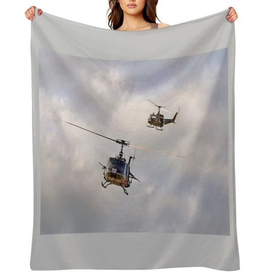 Bell UH-1 Iroquois Helicopters - (A Pair of Hueys) Gift-ready Throw Blanket