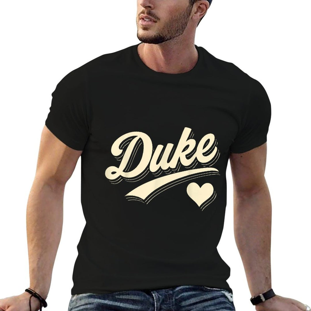 Duke Retro Script Heart Gift for Men Women Kid Boy Girl  Versatile T-Shirt