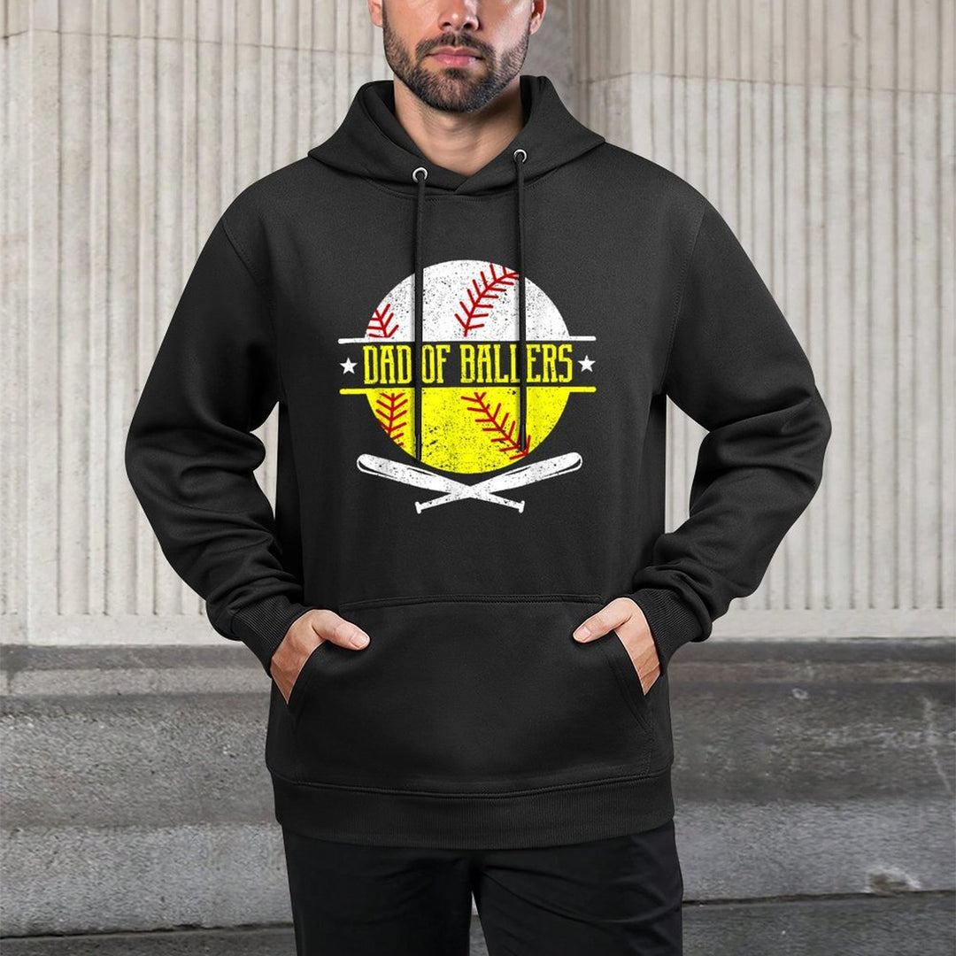 Dad of Ballers Funny Dad of Baseball And Softball Player Layering Staple Hoodie