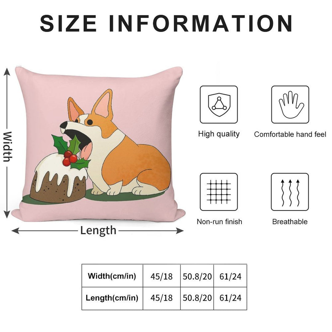 Christmas Corgi Soft Shrink-Resistant Throw Pillow