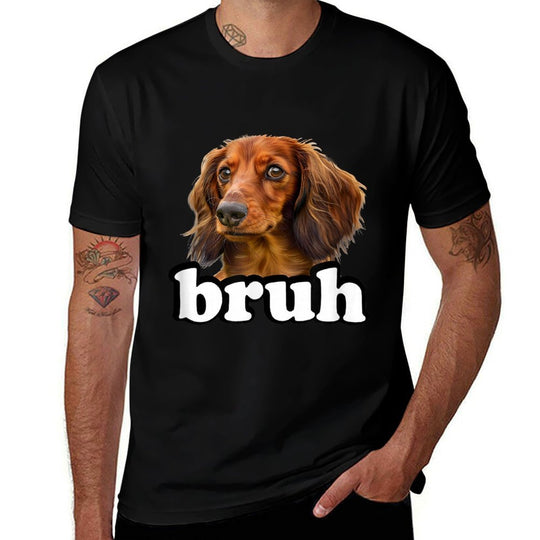 Funny Mens Womens Kids Bro Bruh Long Haired Dachshund Lover  Affordable Price T-Shirt