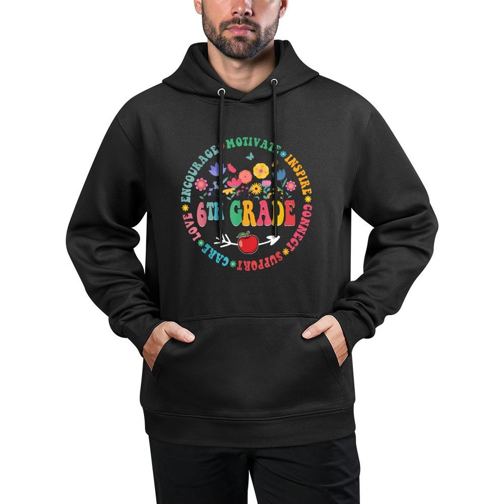 Sixth Grade Teacher Student Back To School Flower Cotton-Polyester Blend Hoodie