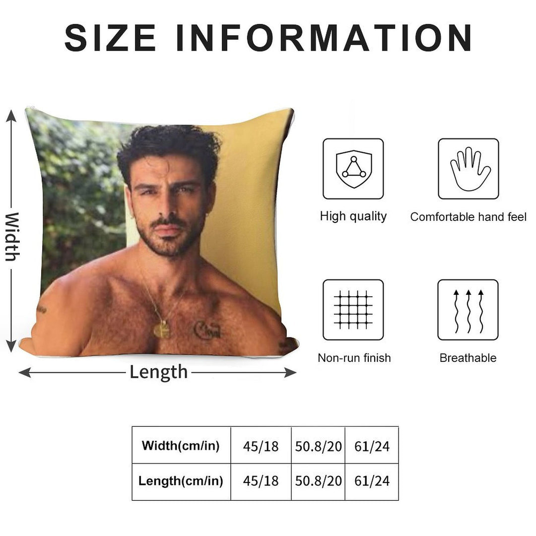 Michele Morrone Xox Soft Hidden Zipper Throw Pillow