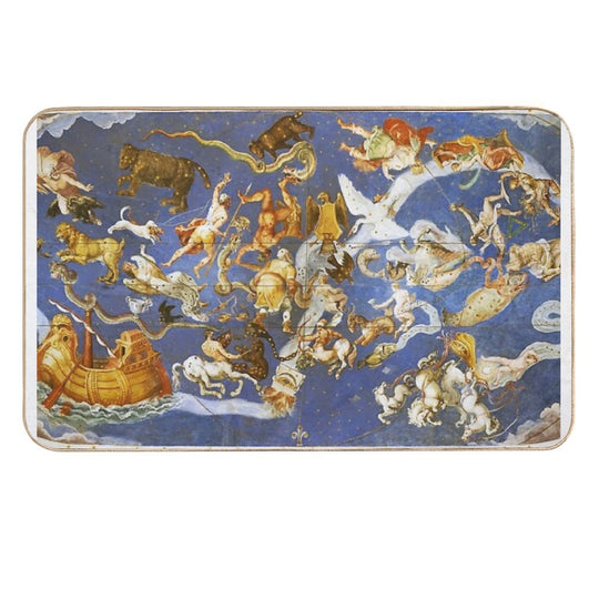 RENAISSANCE ASTROLOGY ,MYTHOLOGICAL FIGURES, ZODIACAL SIGNS WITH CONSTELLATIONS  Absorbent Bath Mat