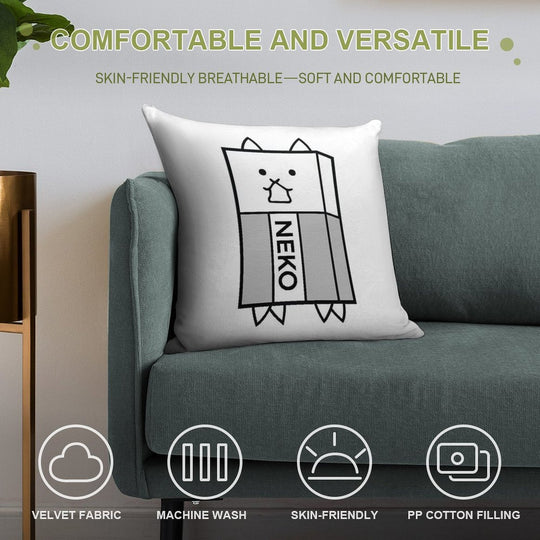 Battle Cats Eraser Cat Gomu Cat Soft Bedroom Essential Throw Pillow