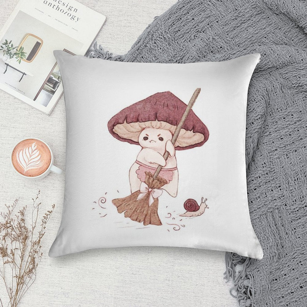 Angy Mushroom Does Not Like to Clean Soft Warmth Comfort Throw Pillow