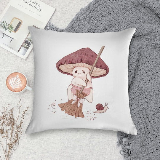 Angy Mushroom Does Not Like to Clean Soft Warmth Comfort Throw Pillow