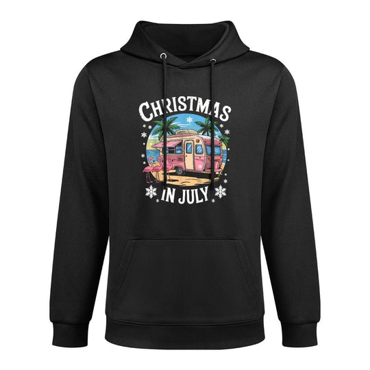 Christmas In July Flamingo Trailer Summer Xmas Camper Durable Construction Hoodie