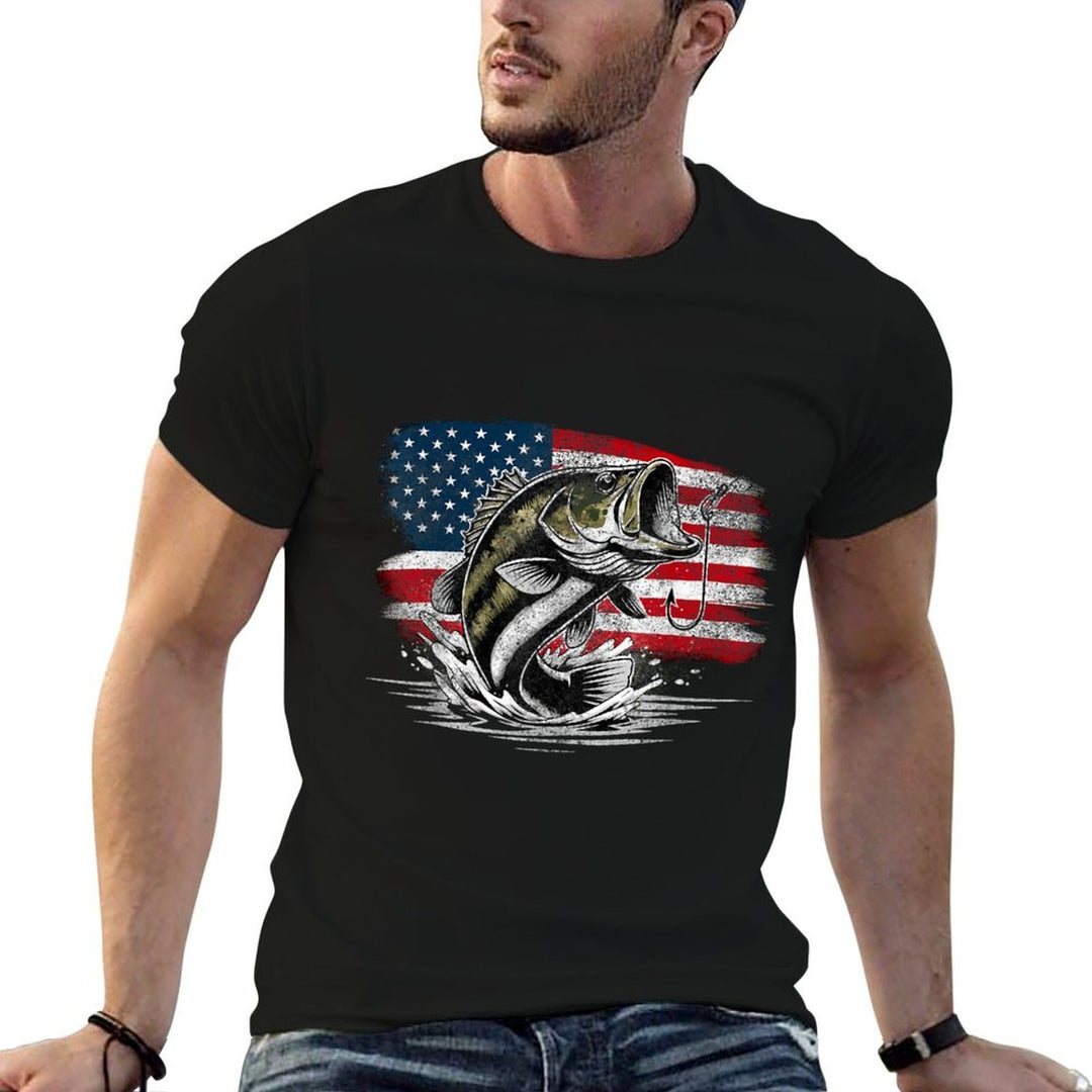 Fishing Retro US American Bass Fish Fisherman Camo  Affordable Price T-Shirt