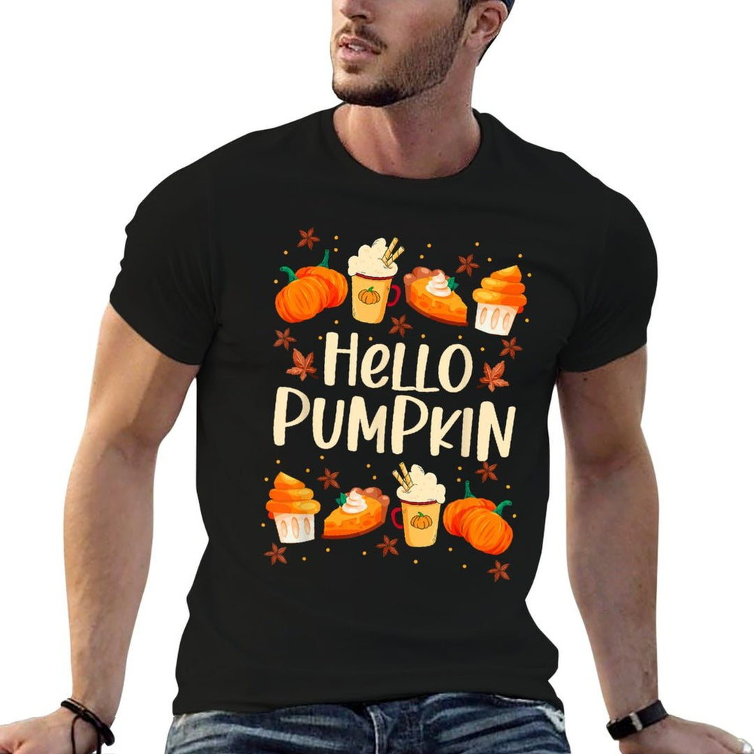 Hello Autumn Fall Pumpkin Spice Coffee Latte Leaves Sweater  Moisture-wicking T-Shirt