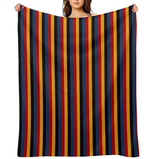 Retro Stripes Red Blue Yellow Black Pattern  Graphicly Pattern Versatility Throw Blanket