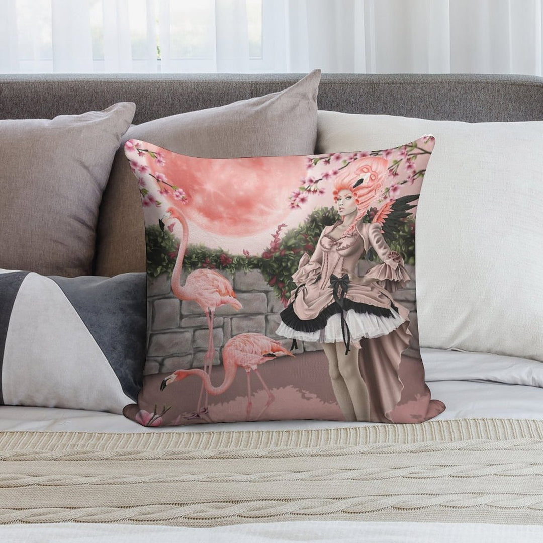 Flamingo Fairy - Pink Moon Soft Skin-Friendly Throw Pillow