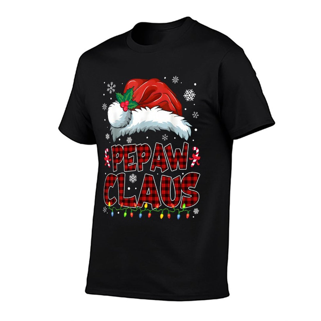 Pepaw Claus Christmas Lights Pajama Family Group Matching  Graphic-printed T-Shirt