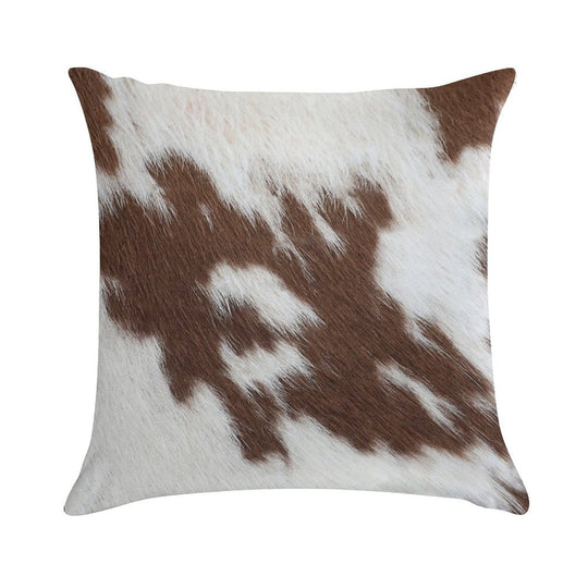 Cow Hide Dark Brown & White Soft Decorative Cover Throw Pillow