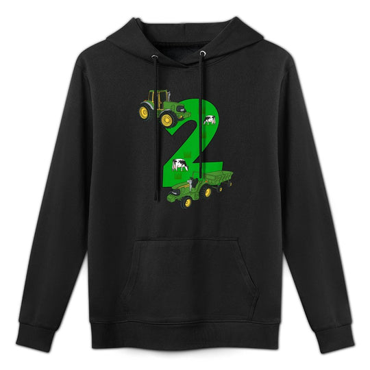 Kids 2nd Birthday Boys Tractor Farmer Birthday Colorfast Hoodie
