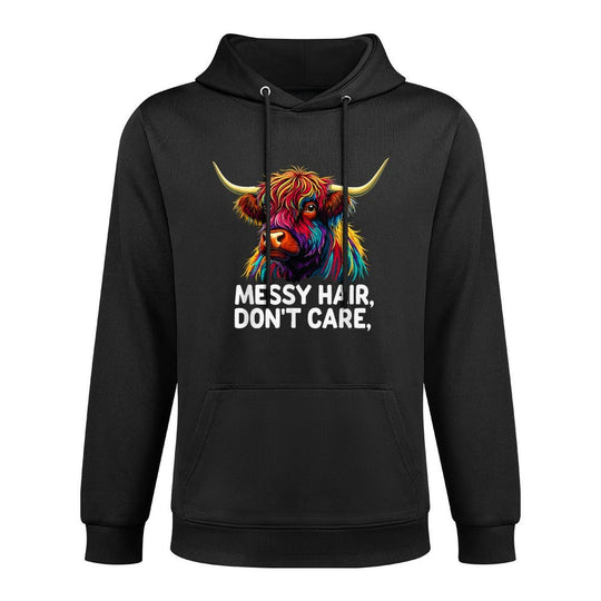 Highland Cow Messy Hair Colorful Breathable Fabric Hoodie