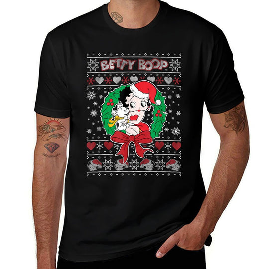 Betty Boop Christmas With Pudgy  Classic T-Shirt